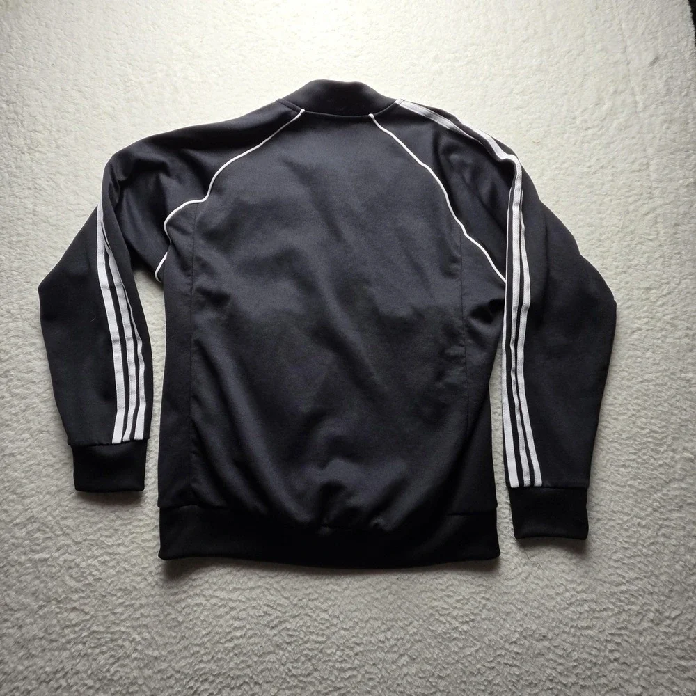 Adidas Track Jacket Mens XL Black Full Zip Three Stripes Trefoil Logo Athletic
